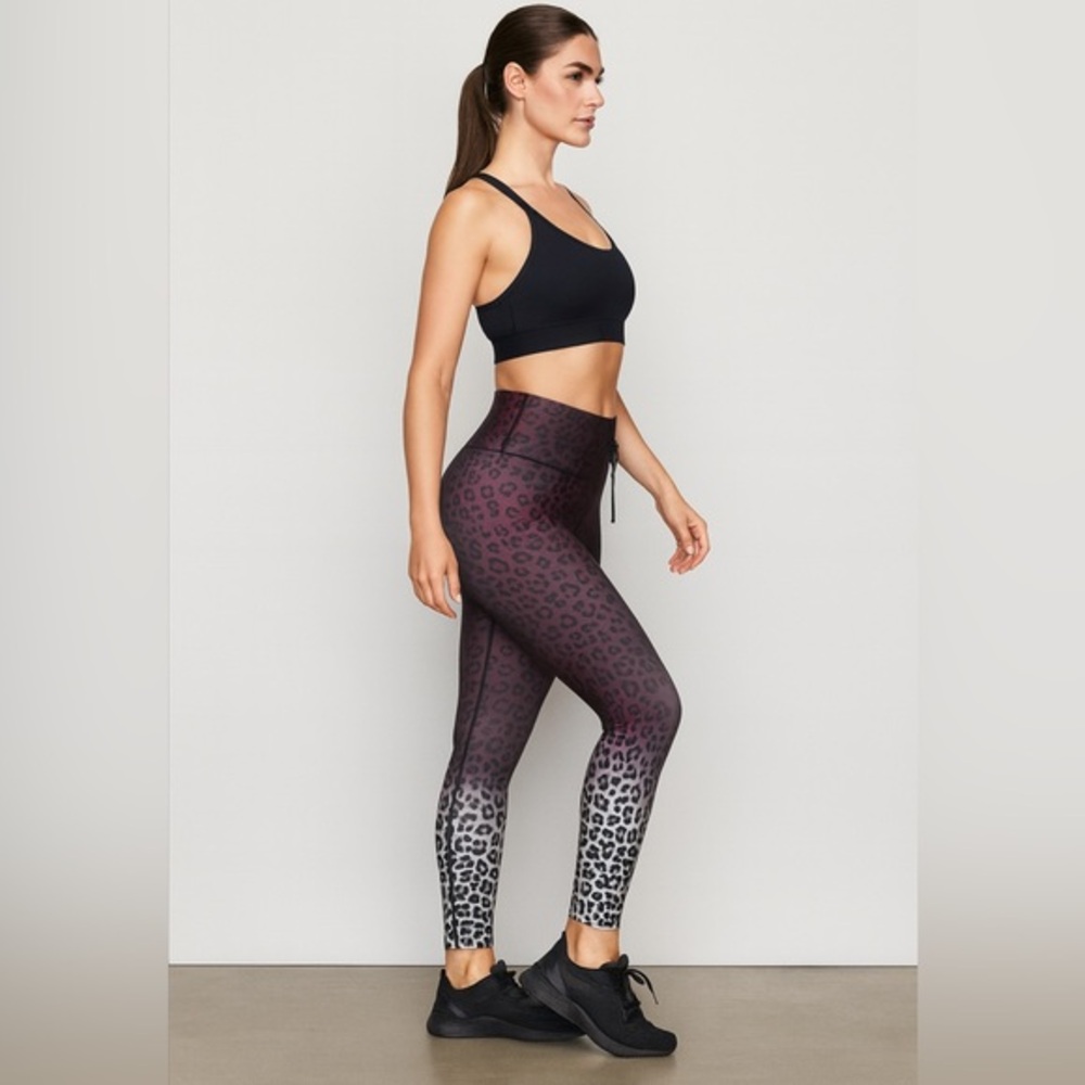 Good American Cinched Waist Ombre Leopard Leggings Women's Medium Athleisure Gym